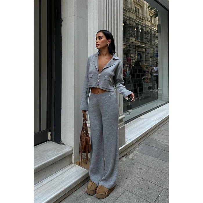 Nancy Kruveze Yaka Crop Takım  - 
