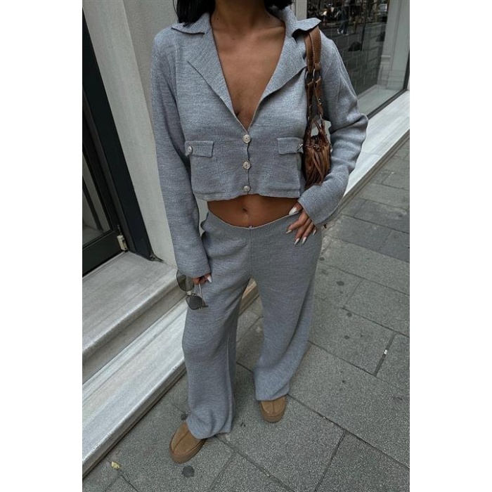 Nancy Kruveze Yaka Crop Takım  - 