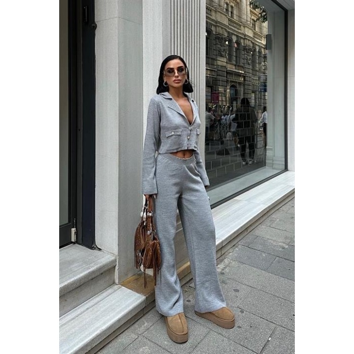 Nancy Kruveze Yaka Crop Takım  - 