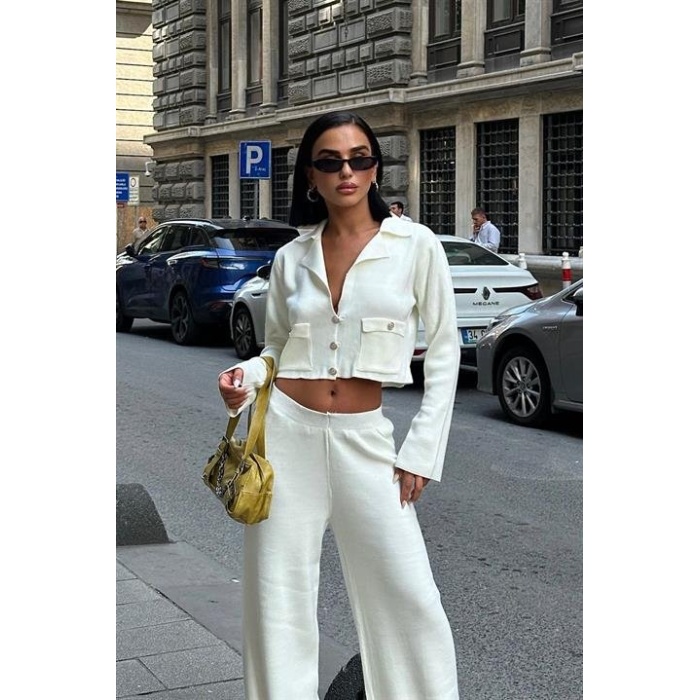 Nancy Kruveze Yaka Crop Takım  - 