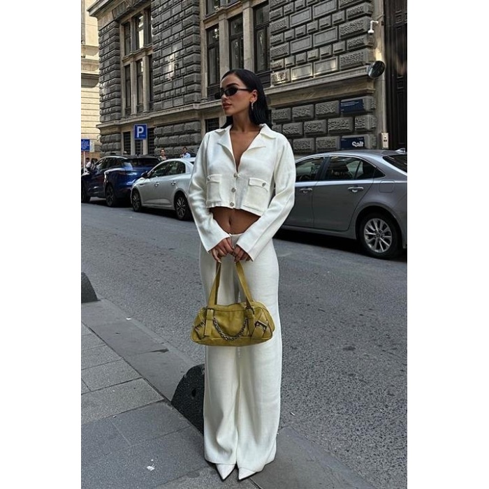 Nancy Kruveze Yaka Crop Takım  - 