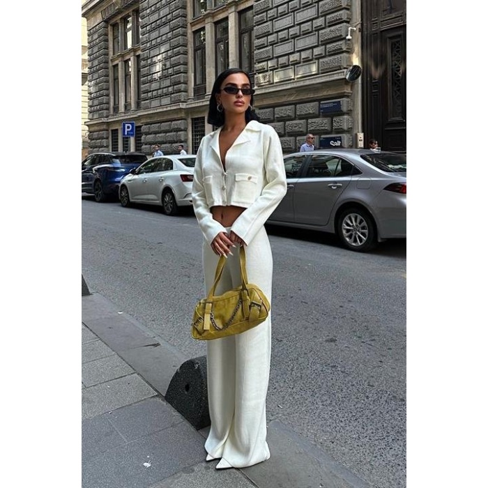 Nancy Kruveze Yaka Crop Takım  - 