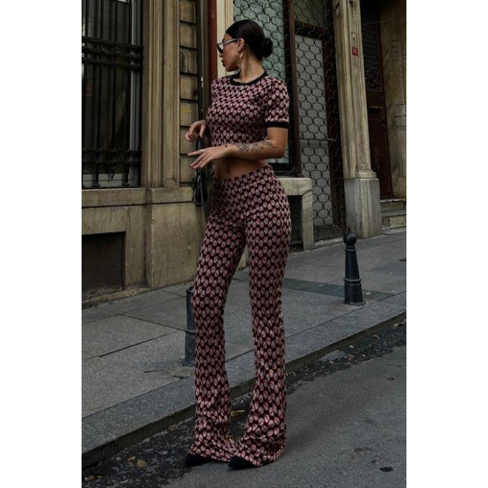 Brenda Desenli Crop Takım  