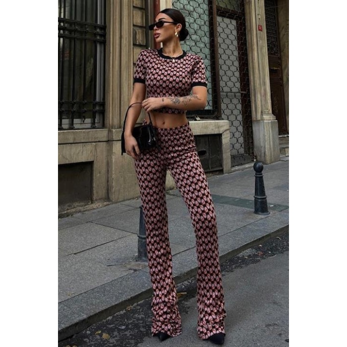 Brenda Desenli Crop Takım  