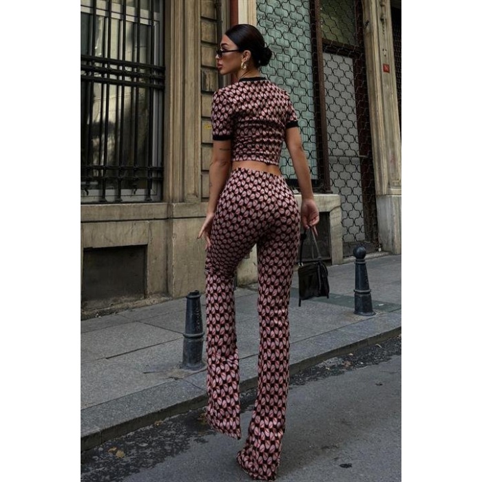 Brenda Desenli Crop Takım  