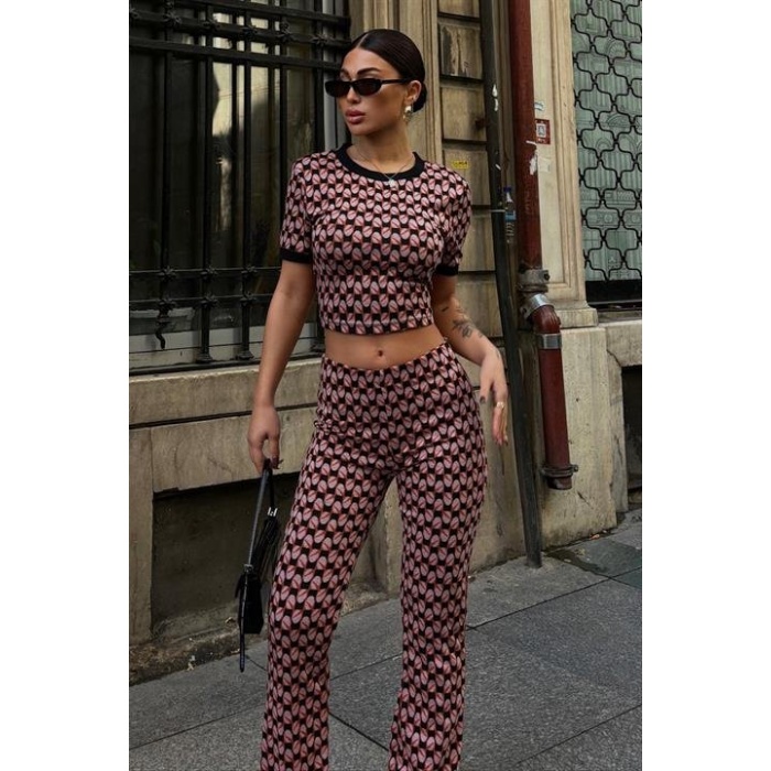 Brenda Desenli Crop Takım  