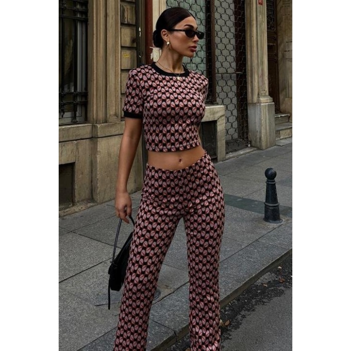Brenda Desenli Crop Takım  