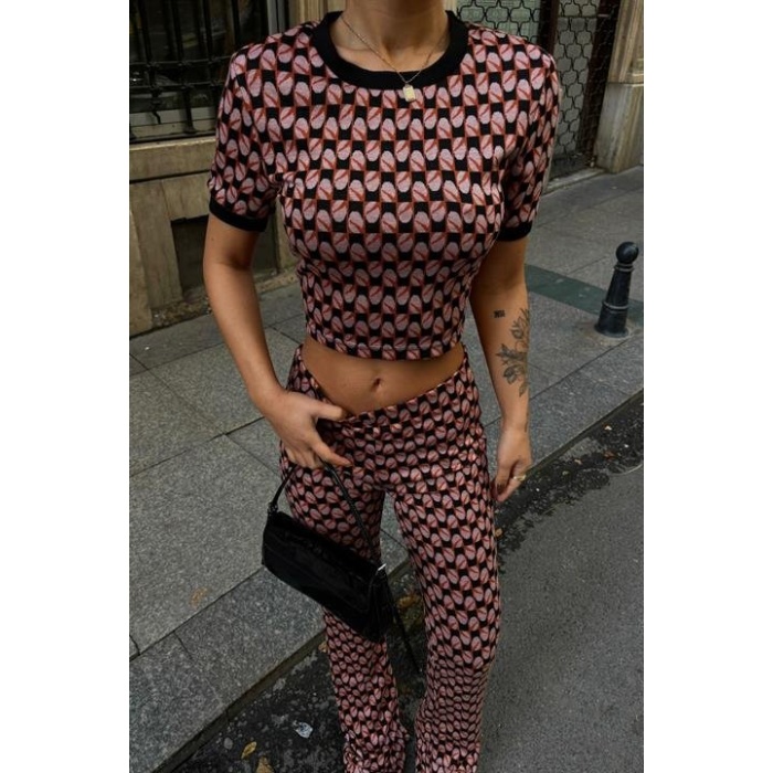 Brenda Desenli Crop Takım  