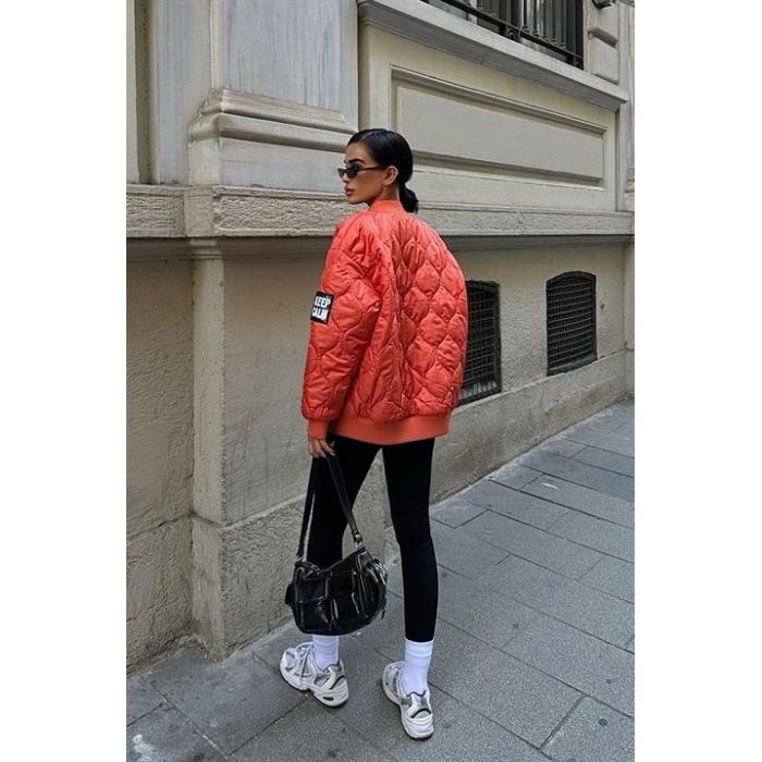 Lucky Life Kadın Oversize Kapitone Bomber Ceket 