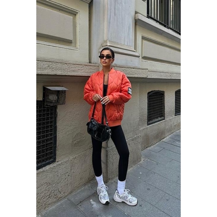 Lucky Life Kadın Oversize Kapitone Bomber Ceket 