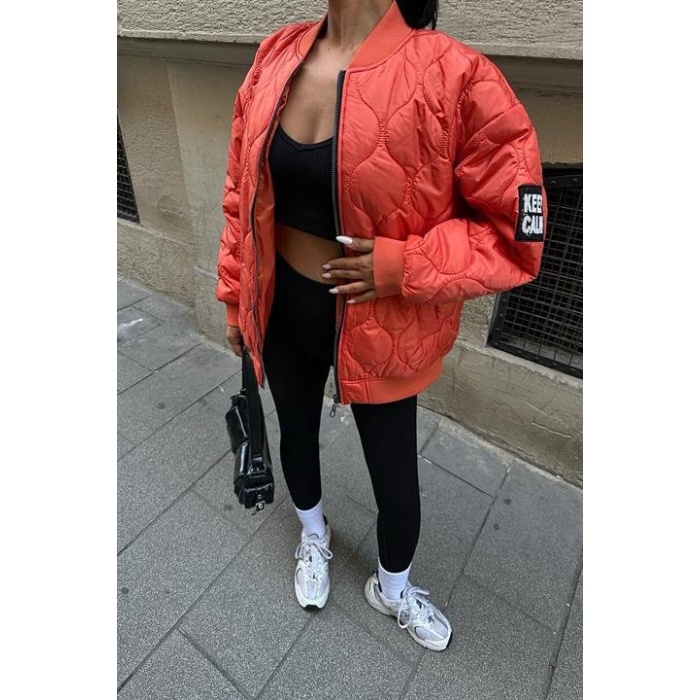 Lucky Life Kadın Oversize Kapitone Bomber Ceket 