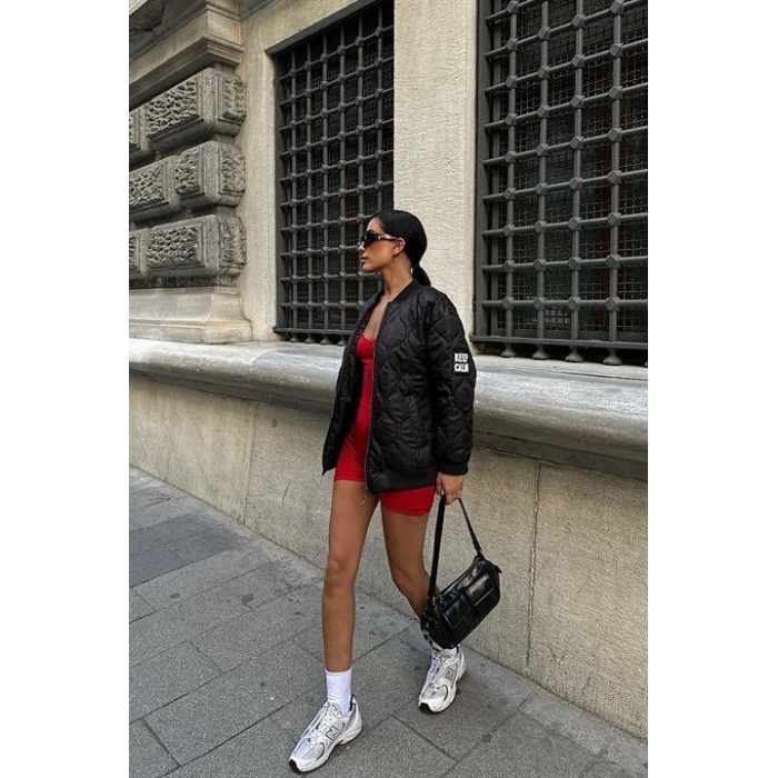 Lucky Life Kadın Oversize Kapitone Bomber Ceket 