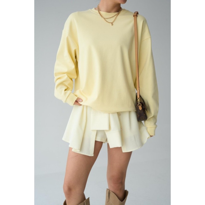 Düz SweatShirt - Açık Sarı