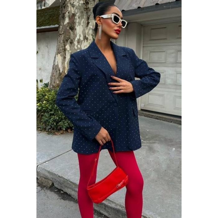 Lucky Life Kadın Taş Detaylı Lucky Life Kadın Premium Blazer Ceket 