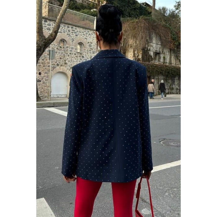 Lucky Life Kadın Taş Detaylı Lucky Life Kadın Premium Blazer Ceket 