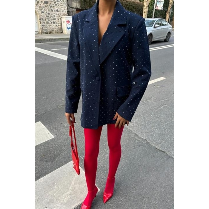Lucky Life Kadın Taş Detaylı Lucky Life Kadın Premium Blazer Ceket 