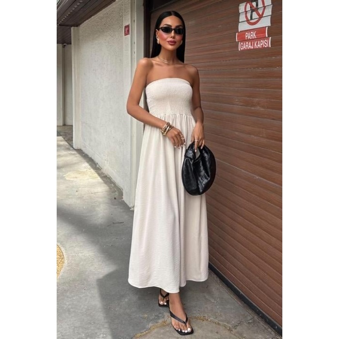 Göğsü Gipeli Straplez Elbise 2878