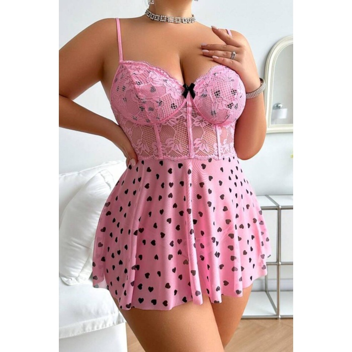 Lucky Life Pembe Kalp Desenli Pinterest Gecelik