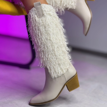 Bej Püskül Detaylı Çizme