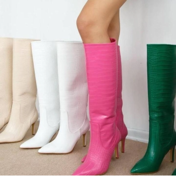 Fuşya Sivri Burun Desenli Çizme