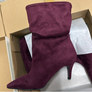 Bordo Süet Topuklu Ayakkabı