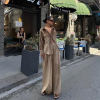 Camel Kadife Gömlek Pantolon Takım