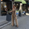 Camel Kadife Gömlek Pantolon Takım