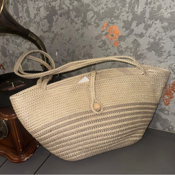 Camel Kahve Çizgili Summer Bag Çanta