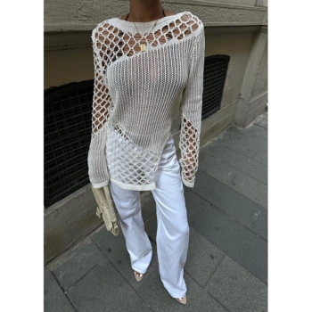 Krem Örme Transparan Kazak