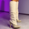 Ekru Koyun Yünü Detaylı Süet Çizme