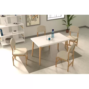 Ege Sandalye Avanos Ahşap Mutfak Masası Takımı - 70x120 Cm
