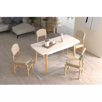 Ege Sandalye Avanos Ahşap Açılır Mutfak Masası Takımı - 70x120+30 cm