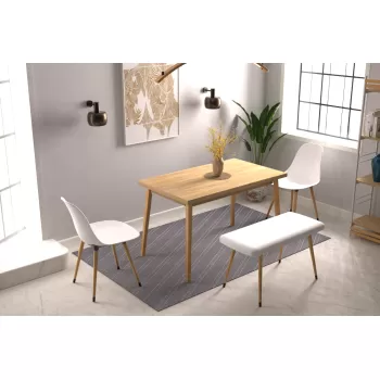 Eames Sandalye-Bank Avanos Ahşap Mdf Mutfak Masası Takımı - 70x120 Cm