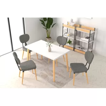 Deniz Sandalye Avanos Ahşap Mutfak Masası Takımı - 70x120 Cm