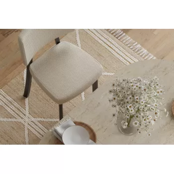 Miray Metal Sandalye Afyon Traverten Mutfak Masası Takımı - 80x140 cm