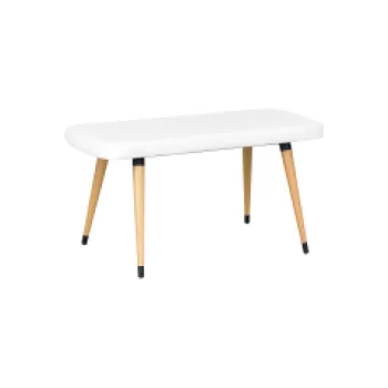 Dino Ahşap Ayak Beyaz Deri Mutfak Masası Bankı