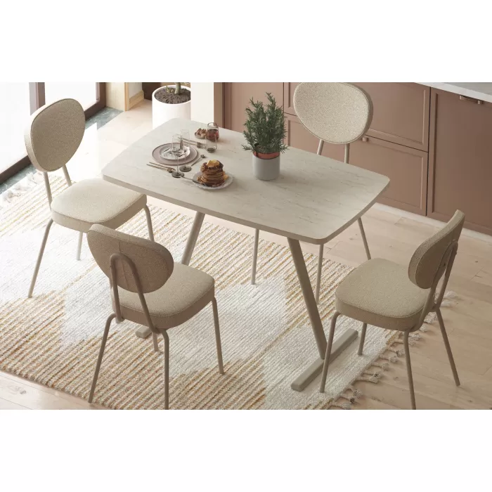 Damla Sandalye Tatvan Mutfak Masası Takımı - 70x120 cm