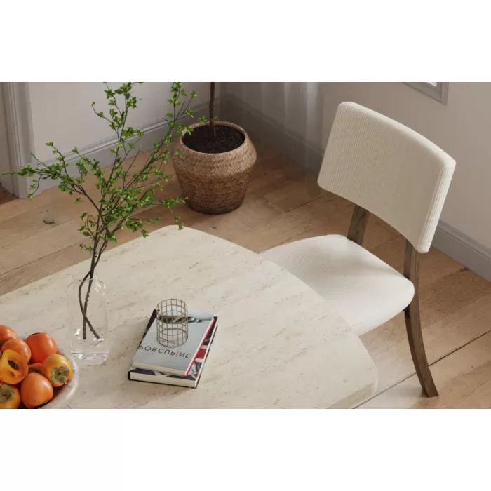 Mir Ahşap Sandalye Aras Ahşap Traverten Mutfak Masası Takımı - 80x140 cm