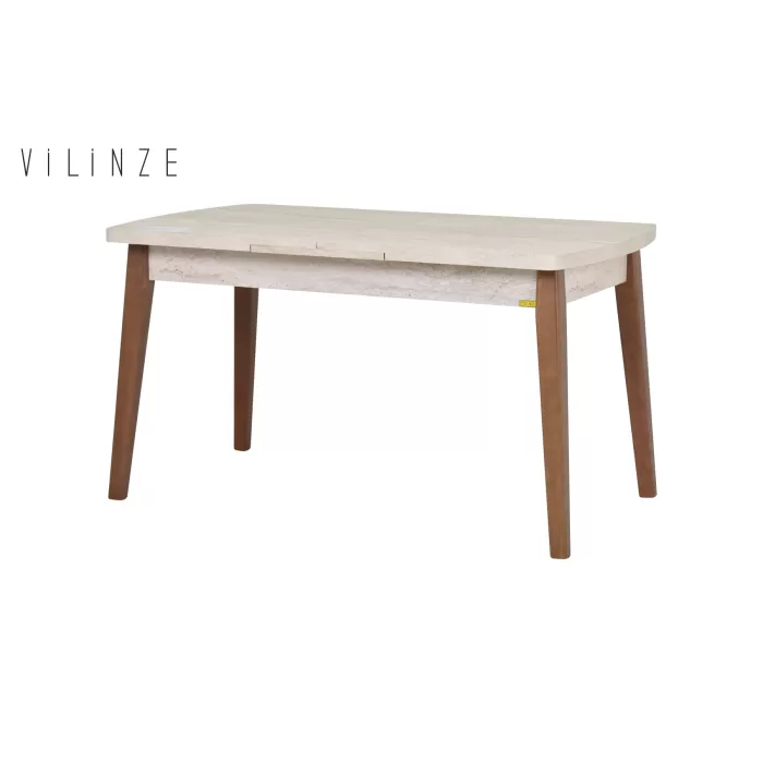 Mir Ahşap Sandalye Aras Ahşap Traverten Mutfak Masası Takımı - 80x140 cm