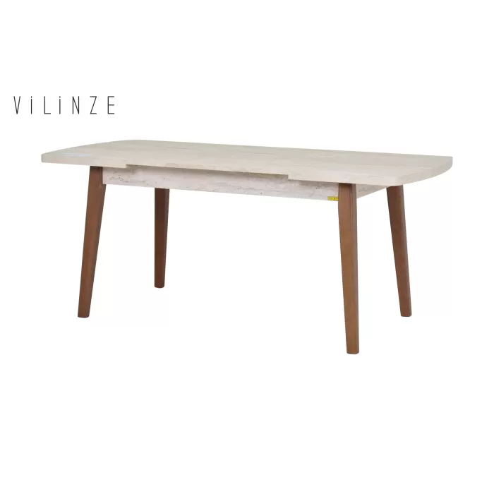 Mir Ahşap Sandalye Aras Ahşap Traverten Mutfak Masası Takımı - 80x140 cm