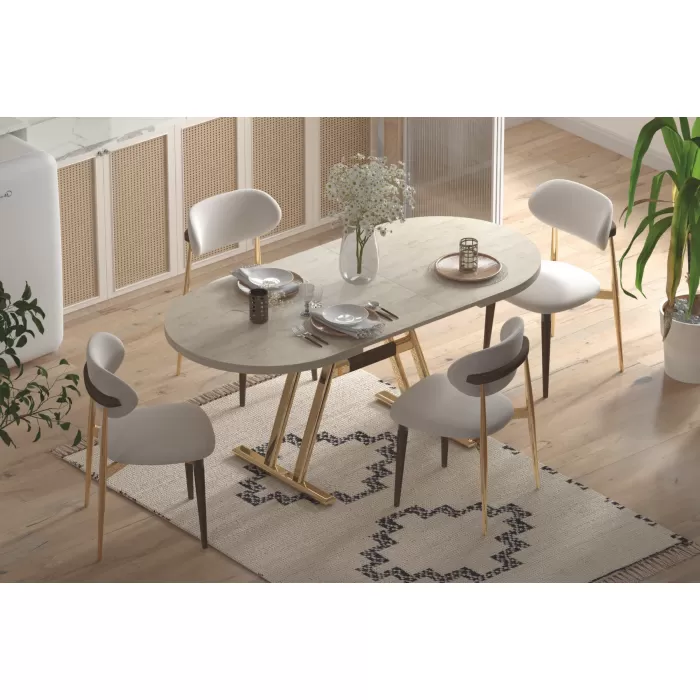 Venüs Sandalye Afyon Gold Mutfak Masası Takımı - 80x140 cm