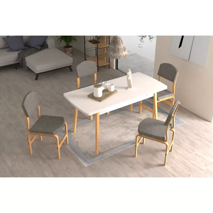 Ege Sandalye Avanos Ahşap Açılır Mutfak Masası Takımı - 70x120+30 cm