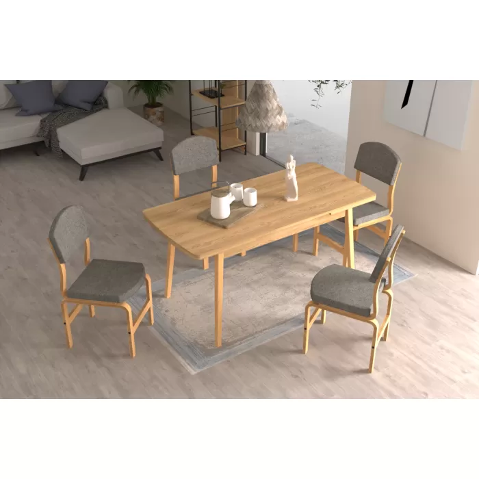 Ege Sandalye Avanos Ahşap Açılır Mutfak Masası Takımı - 70x120+30 cm