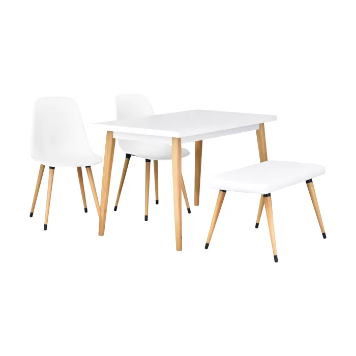 Eames Sandalye-Bank Avanos Ahşap Mdf Mutfak Masası Takımı - 70x120 Cm