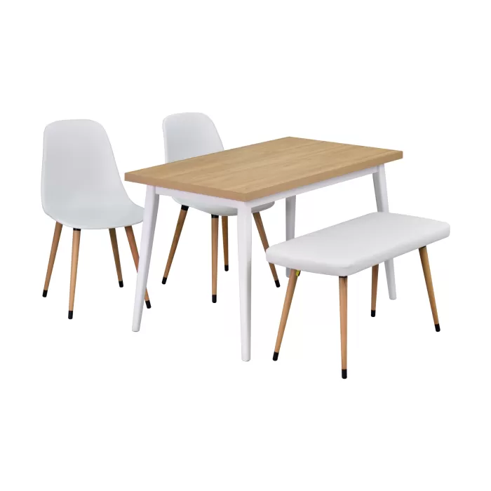 Eames Sandalye-Bank Avanos Ahşap Mdf Mutfak Masası Takımı - 70x120 Cm