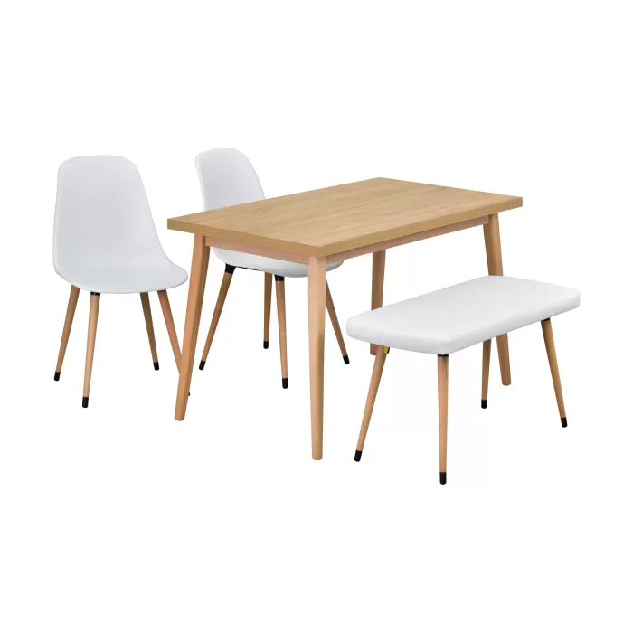 Eames Sandalye-Bank Avanos Ahşap Mdf Mutfak Masası Takımı - 70x120 Cm