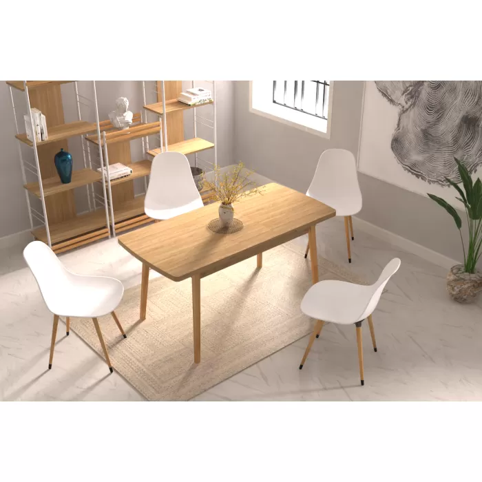 Eames Sandalye Avanos Ahşap Mutfak Masası Takımı - 70x120+30 cm