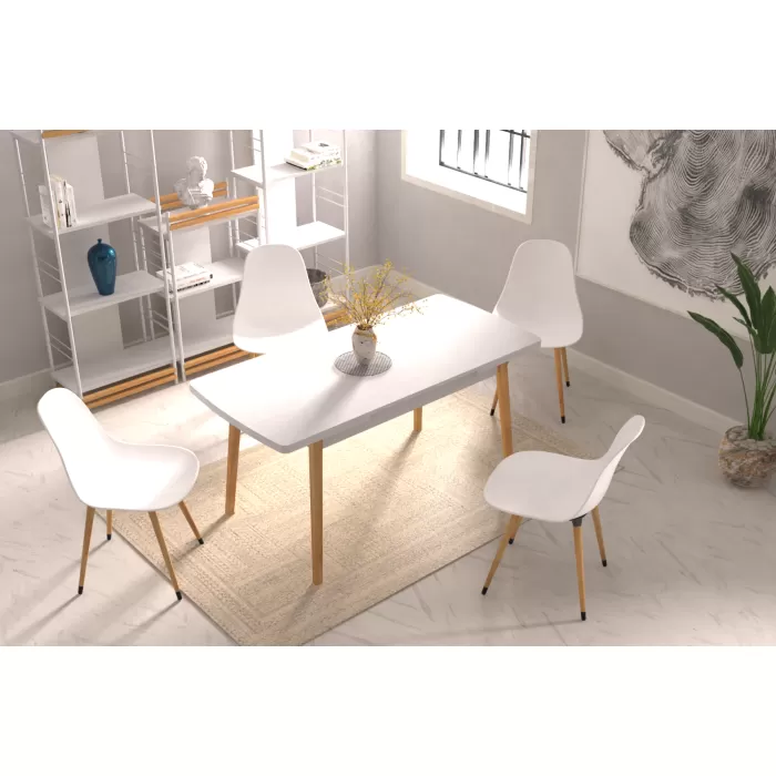 Eames Sandalye Avanos Ahşap Mutfak Masası Takımı - 70x120+30 cm