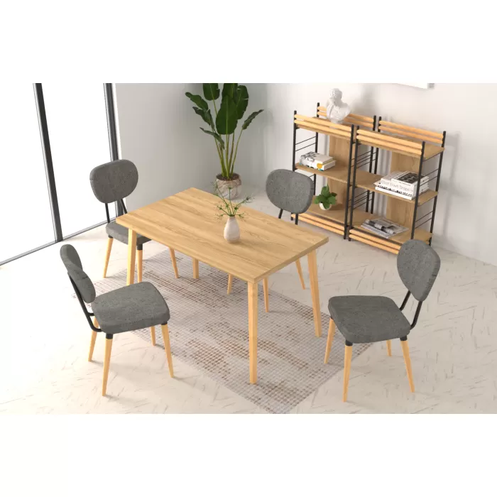 Deniz Sandalye Avanos Ahşap Mutfak Masası Takımı - 70x120 Cm