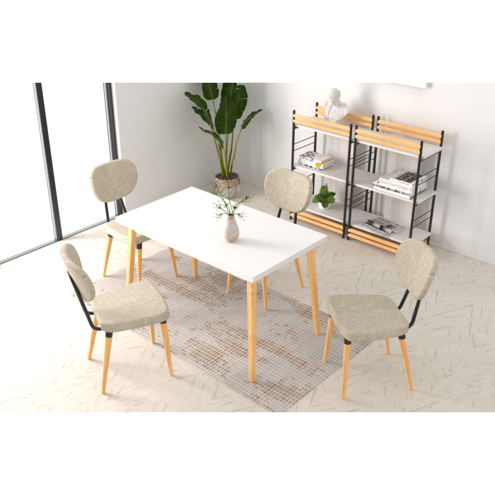 Deniz Sandalye Avanos Ahşap Mutfak Masası Takımı - 70x120 Cm